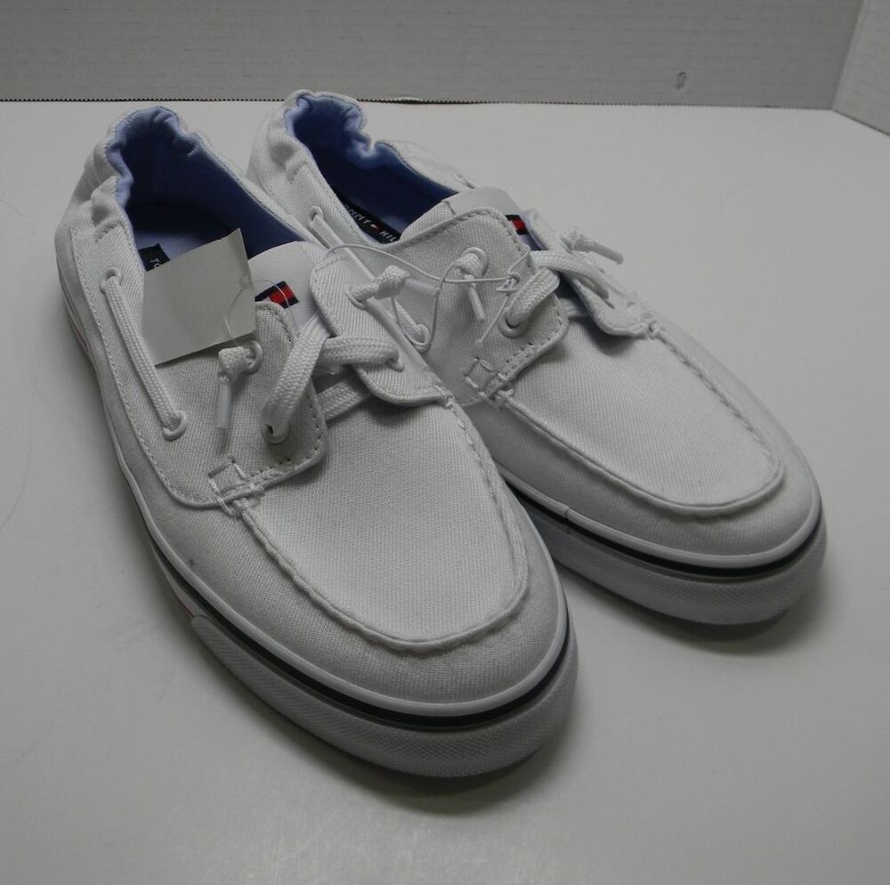 Tommy Hilfiger White Deck Boat Shoes Patriotic Slip-on Nautical Beach NWOT